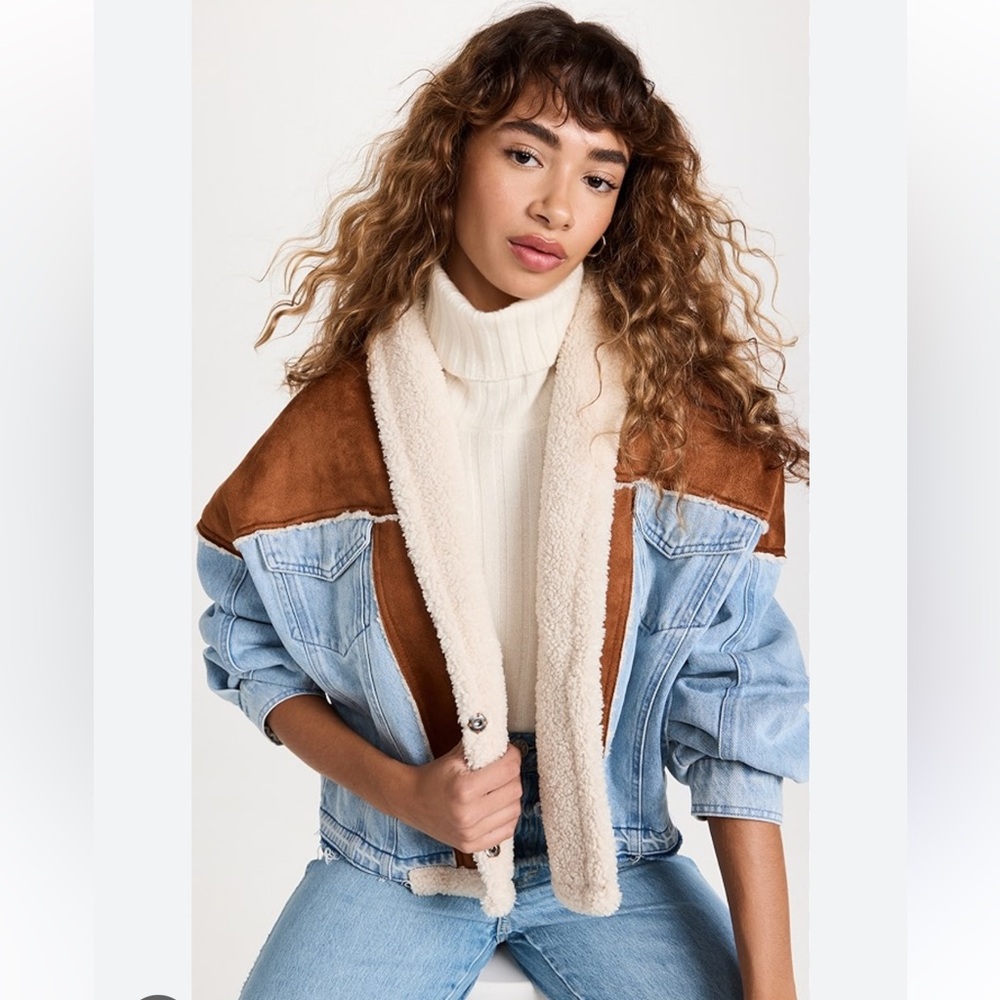 Blank NYC Light Blue Denim and Suede Shaper Jacket • Moto Style